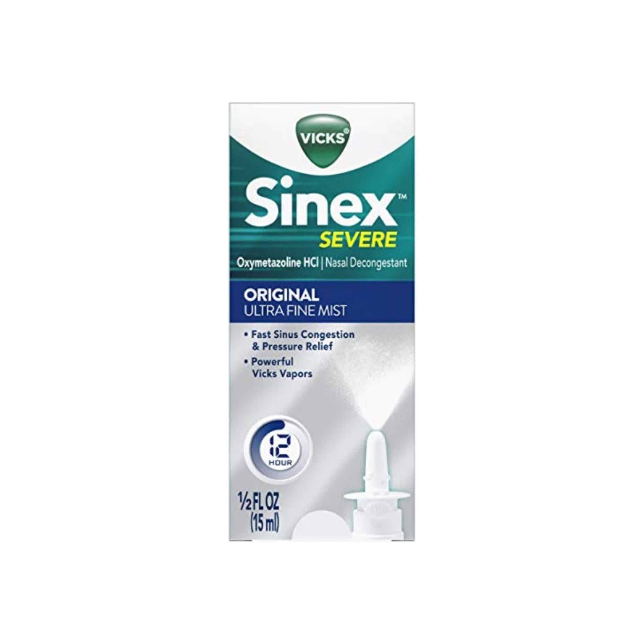 Vicks Sinex Severe Nasal Decongestant, Ultra Fine Mist With Menthol 0.50 Oz