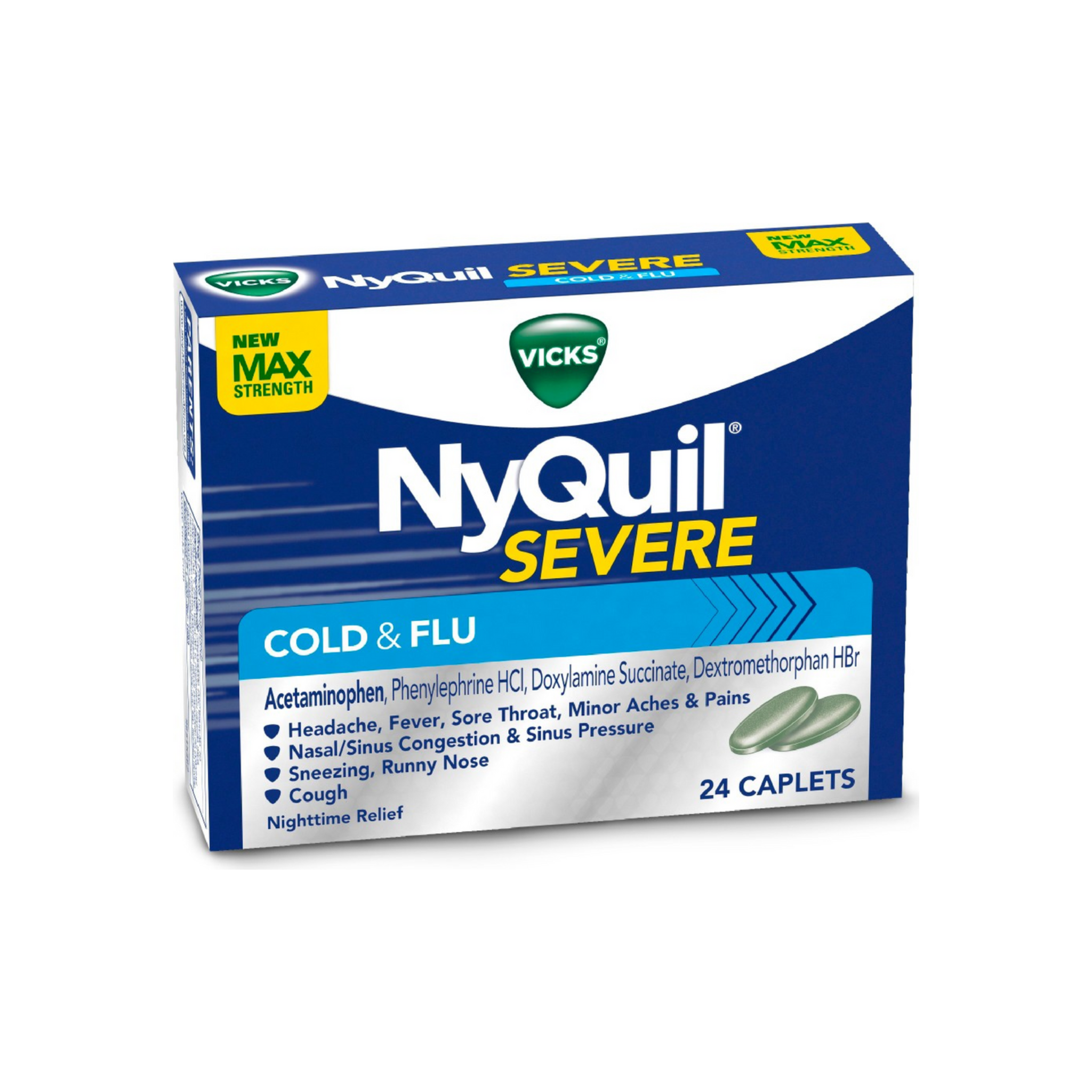 Vicks Nyquil Severe Nighttime Cold & Flu Relief Caplets 24 Ea